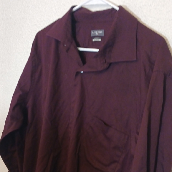 "Make Offer" Van Heusen Brown Dress Shirt with Classic Collar - Picture 3 of 3